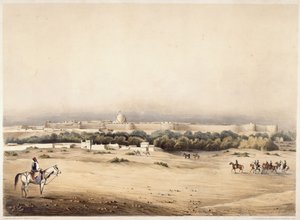 Sir Charles Napier in the foreground followed by his escort of Scinde horse, Hyderabad, c.1850 by Augustine Fitzgerald