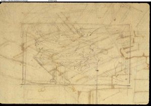 Study for Exhibition Room, Somerset House, from Microcosm of London (recto); Sketch of a Painting: Madonna and Child (verso) by Augustus Charles Pugin