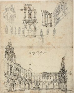 Study for The Royal Exchange (from Microcosm of London) by Augustus Charles Pugin