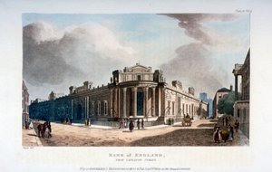 The Bank of England, from Cateaton Street, City of London by Augustus Charles Pugin
