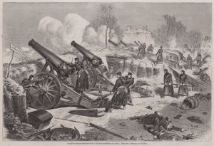 Prussian siege battery in the park of Le Raincy during the Siege of Paris, Franco-Prussian War by Augustus J. Beck