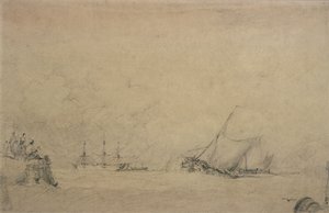 Lugger Making for the Mouth of a Harbour by Augustus Wall Callcott