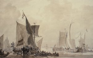 Sea Piece with Dutch Shipping by Augustus Wall Callcott