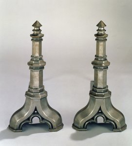 Pair of Gothic style Andirons, c.1836