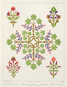 Rose motif wallpaper design, printed by M. and N. Hanhart by Augustus Welby Northmore Pugin