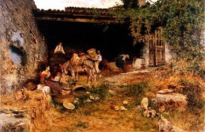 Italian Farmyard by Aurelio Tiratelli
