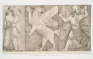 Bas-Reliefs at an Entrance to a Small Temple at Nimroud [Calah], 1853