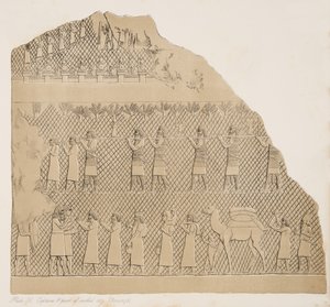 Captives and part of the Walled City (Kouyunjik), illustration from Monuments of Nineveh, 1858 by Austen Henry Layard