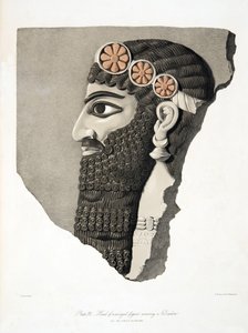 Head of a winged figure wearing a Diadem, from Monuments of Nineveh