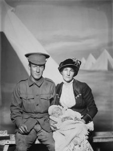 Studio Portrait of 1159 Private George Beamish Swanton, Australian 24th Battalion, of Werribee, Victoria, with His Wife Nellie and Young Baby, Joan Helen, c. May 1915 by Australian Photographer