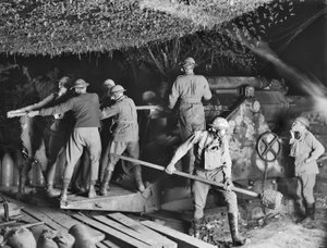 The 2nd Australian Siege Battery Working on a 9.2 Inch Howitzer in Their Gas Masks During an Attack at Voormezeele, 15 September 1917