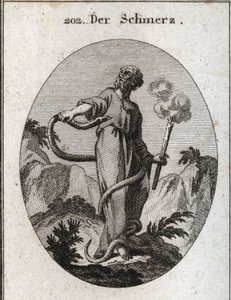 Allegory of Pain. A Monstrous Snake Surrounds Him Who, After Having Bound His Feet, Gains His Body and Tries to Bite His Heart. She Holds a Torch That Still Smokes, Which Means That Pain-Induced Abatement Quits the Fire of the Soul. Engraving in 