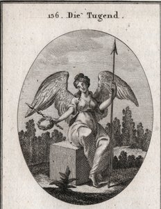 Allegory of Virtue. The Marble Cube on Which She Sits Desires the Solidity, and Its Spread Wings Mean That It Stands Above the Vulgar. Engraving in 