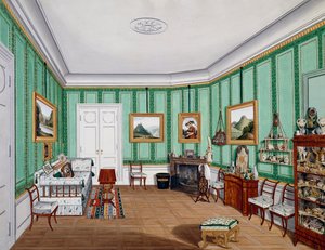Biedermeier style room, circa 1850, Austria by Austrian School