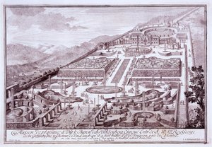 Magnificent gardens and palace of Baron de Huldenburg, built by him at Widlingsau, 1719 by Austrian School