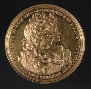 Medallion bearing portraits of Holy Roman Emperors Leopold I and Joseph I by Philipp Heinrich, 1692 by Austrian School