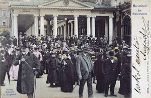 Postcard depicting King Edward VII visiting the spa of Marienbad