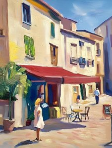 Charming European Cafe Street by Avanesova Elena