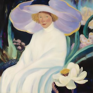 Elegant Woman Purple Hat