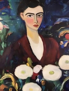 Elegant Woman with Flowers
