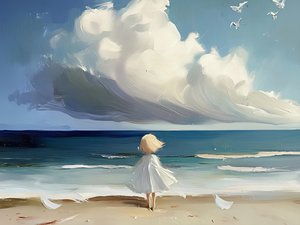 Girl Watching Sea by Avanesova Elena