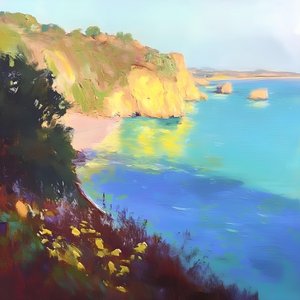 Golden Cliffs Azure Sea