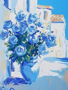 Mediterranean Blue Roses by Avanesova Elena