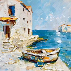 Mediterranean Harbor Boat by Avanesova Elena