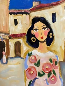 Painted Floral Town Woman