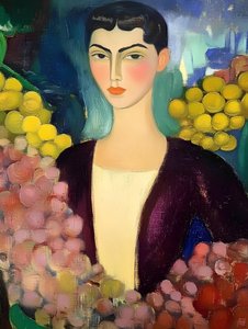 Serene Woman with Grapes