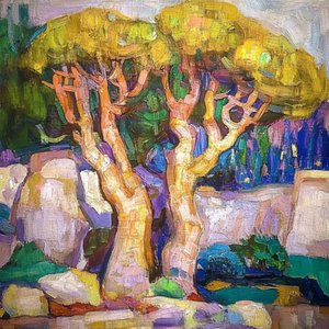 Vibrant Painted Trees by Avanesova Elena