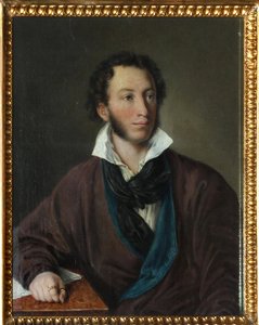 Portrait of the writer Alexander Pushkin (1799-1837) - Copy after V. Tropinin, by Avdotya Petrovna Yelagina (1789-1877), Oil on canvas 1827 by Avdotya Petrovna Yelagina