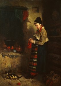 Girl Knitting