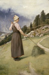Girl Raking Hay by Axel Hjalmar Ender