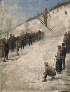 Skiing Competition in Fjelkenbakken, Asker