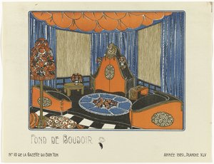 Gazette du Bon Ton, 1920 - No. 10, Pl. XLV: Fond de Boudoir by Bagge and Huguet