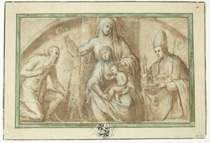 Anna the Third Flanked by St. Jerome and a Bishop Saint, Shown as Church Founders