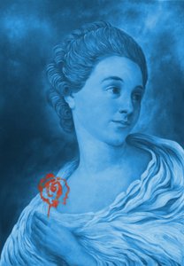 Blue Portrait Red Rose by Balazs Solti