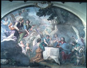 Christ served by Angels by Baldassare  Franceschini