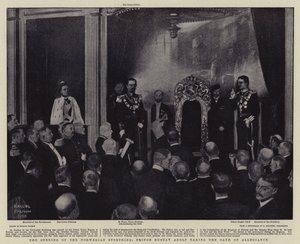 The Opening of the Norwegian Storthing, Prince Gustav Adolf Taking the Oath of Allegiance by Balliol (after) Salmon