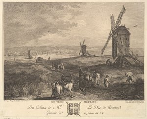 The Three Windmills (after a painting in the collection of the Duc de P...)