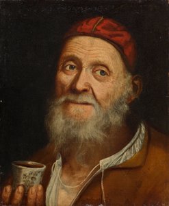 Old Man with Coffee Cup by Balthasar Denner