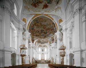 Internal view of the monastery church, Neresheim, Germany by Balthasar Neumann