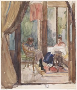 Lady and a Young Girl, Both Reading in the Conservatory of the House at Riouwstraat 6, The Hague