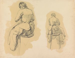 Two Studies of a Woman, Sitting on a Stool, Seen from the Back by Barbara Elisabeth van Houten