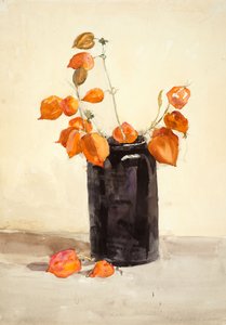 Flowers in Black Vase