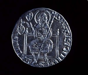 Reverse of a large guelf depicting St. John the Baptist, minted 1376