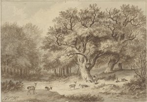 Forest Landscape with Deer by Barend Cornelis Koekkoek