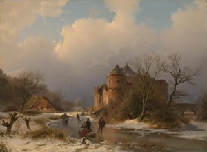 A Castle in a Winter Landscape by Barend Cornelis Koekkoek
