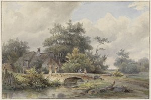 Landscape with Stone Bridge near a House